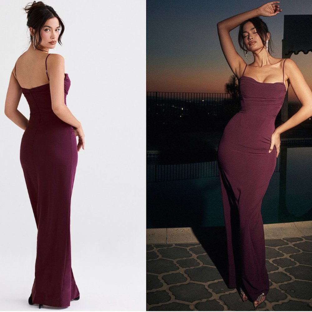 HOUSE OF CB 'Lani' Merlot Corset Maxi Dress NWOT - Picture 3 of 9